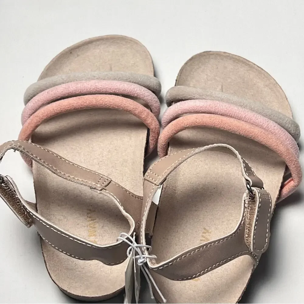 Old Navy Toddler Girl Tripe Strap Multi-color Cross-Strap Sandals Sz 9 NWT